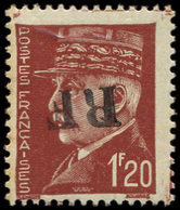 * TIMBRES DE LIBERATION - VESOUL 5 : 1f20 Brun-rouge, Surch. RENVERSEE, Rouss., B/TB - Liberación