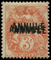 * VARIETES - 109   Blanc,  3c. Orange, TRIPLE Surcharge ANNULE, TB. Br, Cote Maury - Neufs