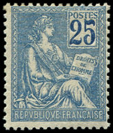 ** VARIETES - 114e  Mouchon, 25c. Bleu, Chiffres FONCES, Bien Centré, TB. C, Cote Maury - Nuevos