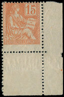 ** VARIETES - 117   Mouchon, 15c. Orange, PIQUAGE à CHEVAL, Cdf, TB - Nuevos