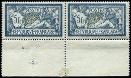 ** VARIETES - 123a  Merson,  5f. Bleu Et Olive, PAIRE Bdf Avec CROIX De Repère, TB - Neufs