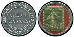 VARIETES - 137   Semeuse Camée,  5c. Vert, Timbre Monnaie Crédit Lyonnais, TB - Neufs