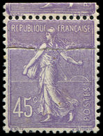 ** VARIETES - 197g  Semeuse Lignée, 45c. Violet, IMPRESSION Sur RACCORD, TB, Cote Et N° Maury - Nuevos