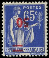 * VARIETES - 479a  Paix, 50 S. 65c. Bleu, Surcharge RENVERSEE, TB - Nuevos