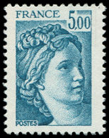 ** VARIETES - 2123a  Sabine, 5,00 Bleu-vert, SANS PHOSPHO, TB. J - Nuevos