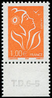 ** VARIETES - 3739c  Lamouche, 1,00 Orange, T II, SANS PHOSPHO, Bdf TD6-5, TB. C, Cote Spink - Nuevos