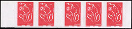 ** VARIETES - 3744   Lamouche, TVP Rouge, BANDE De 5 Avec Bords, 3 T. SANS PHOSPHO, TB. S - Nuevos