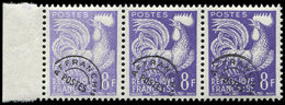 ** VARIETES - Préo 109    8f. Violet, Impression EXTRA Pâle Allant à Normale Dans Une BANDE De 3 Bdf, TB - Nuevos