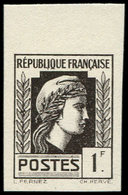 * ESSAIS DE COULEURS NON DENTELES - 637   Marianne,  1f., ESSAI De COULEUR En Brun-noir, NON DENTELE Bdf, TB, Cote Maury - Autres & Non Classés