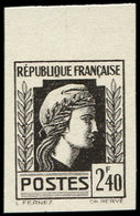 * ESSAIS DE COULEURS NON DENTELES - 641   Marianne,  2f.40, ESSAI De COULEUR En Brun-noir, NON DENTELE Bdf, TB, Cote Mau - Autres & Non Classés