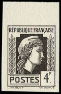 * ESSAIS DE COULEURS NON DENTELES - 643   Marianne,  4f., ESSAI De COULEUR En Brun-noir NON DENTELE Bdf, TB, Cote Maury - Autres & Non Classés