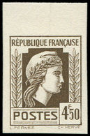 * ESSAIS DE COULEURS NON DENTELES - 644   Marianne,  4f.50, ESSAI De COULEUR En Brun NON DENTELE Bdf, TB, Cote Maury - Autres & Non Classés