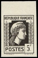 ** ESSAIS DE COULEURS NON DENTELES - 645   Marianne,  5f., ESSAI De COULEUR En Brun-noir, NON DENTELE Bdf, TB, Cote Maur - Autres & Non Classés