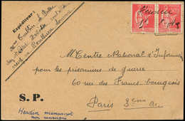 Let LETTRES DU XXe SIECLE - N°283 PAIRE Obl. Manus. "Hesdin 15/8/40" S. CP Pour Paris, Oblitération Provisoire De 1940,  - Cartas & Documentos