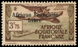 * A.E.F. PA 16 : 3f75 Brun-rouge Et Vert-gris, FRANCE LIBRE, TB - Autres & Non Classés