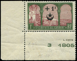 ** ALGERIE 68b : +1f. Sur 1f. Vert Et Brun, ARBRE COUPE, Cdf, TB - Lettres & Documents