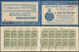 ALGERIE Carnet 9D : 40c. Olive, S. 126, REINE Des MONTRES, 2 Pubs Adh. De Couv., 2 Ex. Froissure De Gomme, Haut De Feuil - Other & Unclassified