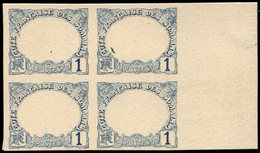 (*) COTE DES SOMALIS 37 : 1c. De 1902, Essai En Bleu SANS Le Centre, Papier Carton, BLOC De 4 Bdf, TB - Other & Unclassified