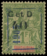 * GUADELOUPE 50c : 40 Sur 1f. Olive, Surcharge 1903 Bleue, Type W, TB - Other & Unclassified