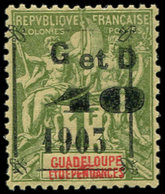 * GUADELOUPE 54a : 40 S. 1f. Olive, Surcharge Noire, Type T, Pet. Ch., TTB - Other & Unclassified