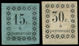 * GUADELOUPE Taxe 4/5 : 15c. Noir S. Bleu Et 30c. Noir S. Blanc, Gomme Partielle, TB - Otros & Sin Clasificación