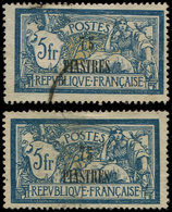 LEVANT 37a   : 75pi. S. 5f. Bleu Et Olive, Chiffres ECARTES + Normal, Obl., TB - Autres & Non Classés