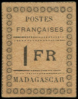 (*) MADAGASCAR 12 : 1f. Noir Sur Chamois, TB - Autres & Non Classés