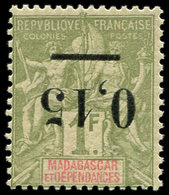 ** MADAGASCAR 55a : 0,15 Sur 1f. Olive, Surcharge RENVERSEE, TB. C - Other & Unclassified