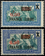 ** MADAGASCAR 241A : 0f50 Sur 0,05 Sur 1c. Bleu Clair Et Vert-bleu Clair, TB. S, Cote Maury - Otros & Sin Clasificación