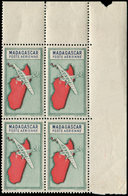 ** MADAGASCAR PA 29a : Bleu-vert Et Bleu, SANS Faciale, BLOC De 4 Cdf, TB - Other & Unclassified