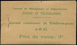 MADAGASCAR Carnet 6 : 15c. Vert Foncé Et Vert-jaune, Carnet De 20, TB, Cote Et N° Maury - Autres & Non Classés