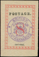 (*) MADAGASCAR Courrier Consulaire Britannique 35a : 8p. Rose-rouge, Pelurage, Aspect TTB, Cote Et N° Maury - Autres & Non Classés