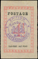 (*) MADAGASCAR Courrier Consulaire Britannique 41b : 4 1/2p. Rose-rouge, TTB - Autres & Non Classés