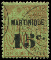 MARTINIQUE 5 : 15c. Sur 20c. Brique Sur Vert, Obl., TB - Autres & Non Classés