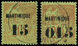 MARTINIQUE 5 Et 6 : 15 Et 015 S. 20c. Brique Sur Vert, Obl., TB - Other & Unclassified