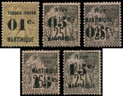 * MARTINIQUE 26 Et 27/30 : Série Surchargée De 1891-92, N°28 (*), TB - Autres & Non Classés