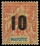 * MAYOTTE 27a : 10 Sur 40c. Rouge-orange, DOUBLE Surcharge, TB - Other & Unclassified