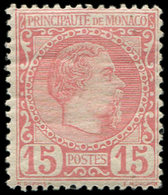 ** MONACO 5 : 15c. Rose, Charles III, TB - ...-1885 Préphilatélie