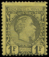 * MONACO 9 : 1f. Noir Sur Jaune, Charles III, Décentré, Une Dc, B/TB - ...-1885 Prephilately