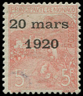 * MONACO 43 : 5f. + 5f., Inf. Trace De Ch., Quasi Invisible, TB, Certif. Calves - ...-1885 Préphilatélie