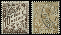 MONACO Taxe 4 Et 10 : 10c. Brun Et 30c. Bistre Obl., TB - Postage Due