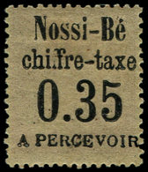 * NOSSI-BE Taxe 5b : 0.35 Sur 20c. Brique Sur Vert, Surcharge Au Verso Et RENVERSEE, TB - Otros & Sin Clasificación