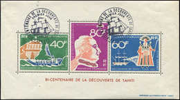 POLYNESIE FRANCAISE BF 1a : Découverte De Tahiti, BI-CENTENAIRE, ERREUR, Obl. 1er Jour 6/4/68, R Et TB - Blocks & Sheetlets