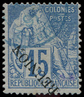 REUNION 22A : 15c. Bleu, Surch. RENVERSEE, Obl., TB - Otros & Sin Clasificación