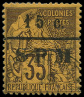 SAINT PIERRE ET MIQUELON 15 : 15c. Sur 35c. Violet-noir Sur Jaune, Obl., TB. C - Used Stamps