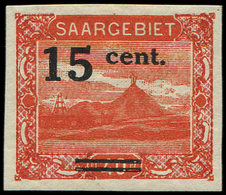 ** SARRE 72d : 15c. Sur 40pf. Rouge, NON DENTELE, TB - Unused Stamps