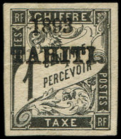 * TAHITI Taxe 14 : 1c. Noir, TB. C, Certif. Behr - Other & Unclassified