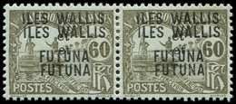 * WALLIS ET FUTUNA Taxe 7 : 60c. Brun-olive Sur Azuré, PAIRE, DOUBLE Surch., TB - Timbres-taxe