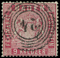 ALLEMAGNE (ANCIENS ETATS) BADE 12 : 9k  Rose, Obl. 24, TB - Other & Unclassified