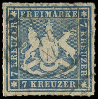 ALLEMAGNE (ANCIENS ETATS) WURTEMBERG 33 : 7k. Bleu, Obl., Percé En Lignes, TB - Autres & Non Classés